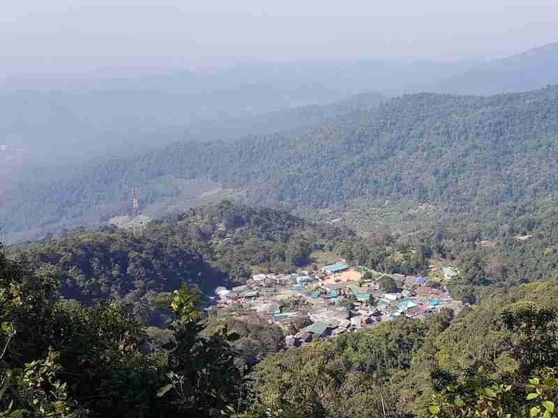 View of village in the mountains